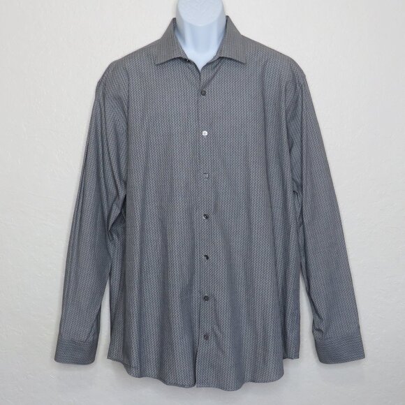 Kenneth Cole Reaction* Men's Long Sleeve Button Down Curved Hem Dress Shirt~ XL - Picture 1 of 12